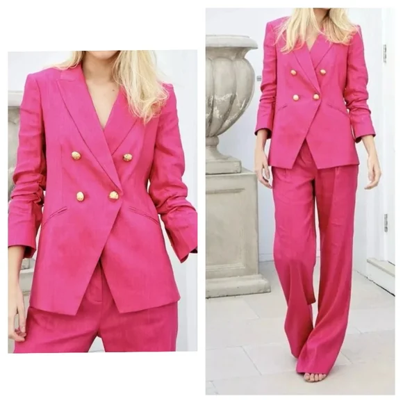 Veronica Beard Hirsh Pink Linen Dickey Jacket Blazer Size 00 - Picture 2 of 12